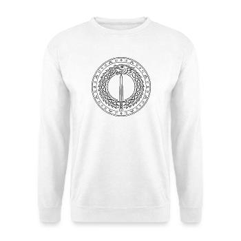 Siegfried und Fafnir – Drachenring, dunkel - Unisex Pullover - Weiß - Vorne - Alina (178cm) & Michal (187cm)
