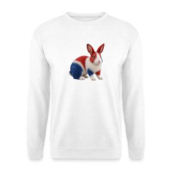 Niederländischer Hase - Unisex Pullover - Weiß - Vorne - Alina (178cm) & Michal (187cm)