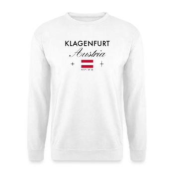 Klagenfurt am Wörthersee Koordinaten Souvenir - Unisex Pullover - Weiß - Vorne - Alina (178cm) & Michal (187cm)