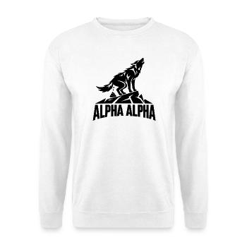 Alpha Alpha Wolf - Unisex Pullover - Weiß - Vorne - Alina (178cm) & Michal (187cm)