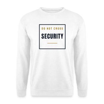 Security Stempel Retro - Ordner Sicherheit - Unisex Pullover - Weiß - Vorne - Alina (178cm) & Michal (187cm)