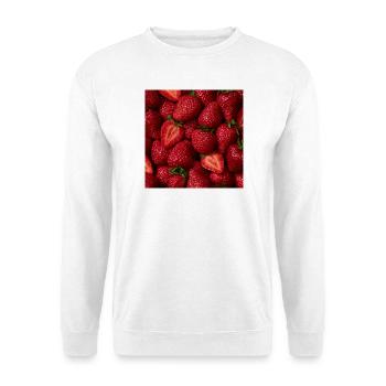 Frische rote Erdbeeren - Unisex Pullover - Weiß - Vorne - Alina (178cm) & Michal (187cm)