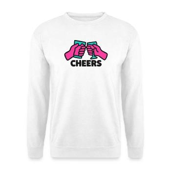 Cheers Anstossen Neon Logo - Unisex Pullover - Weiß - Vorne - Alina (178cm) & Michal (187cm)