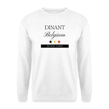 Dinant Belgien Souvenir – Reise minimalistisch - Unisex Pullover - Weiß - Vorne - Alina (178cm) & Michal (187cm)