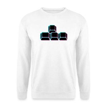 WASD Tasten Glitch Icon - Unisex Pullover - Weiß - Vorne - Alina (178cm) & Michal (187cm)