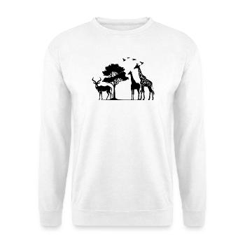 Afrika Safaritour Tiere Africa Urlaub Natur - Unisex Pullover - Weiß - Vorne - Alina (178cm) & Michal (187cm)