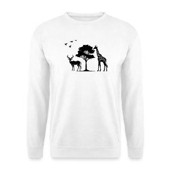 Afrika Safaritour Tiere Africa Urlaub Natur - Unisex Pullover - Weiß - Vorne - Alina (178cm) & Michal (187cm)