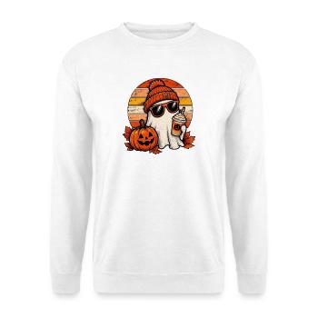Halloween Gespenst Buch Kawaii Rosa Cute Halloween - Unisex Pullover - Weiß - Vorne - Alina (178cm) & Michal (187cm)