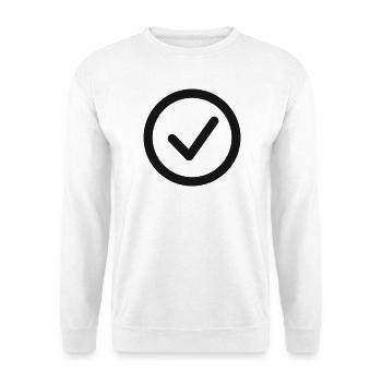 Kreuzzeichen Kreislinien-Symbol - Unisex Pullover - Weiß - Vorne - Alina (178cm) & Michal (187cm)