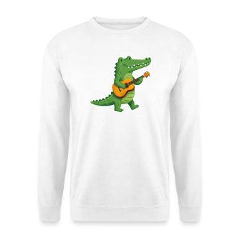 Süßes Krokodil Gitarre Musiker Kinder T-Shirt - Unisex Pullover - Weiß - Vorne - Alina (178cm) & Michal (187cm)