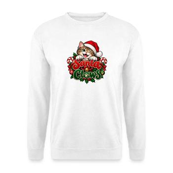Santa Claws – Lustiges Katzen Weihnachtsdesign - Unisex Pullover - Weiß - Vorne - Alina (178cm) & Michal (187cm)