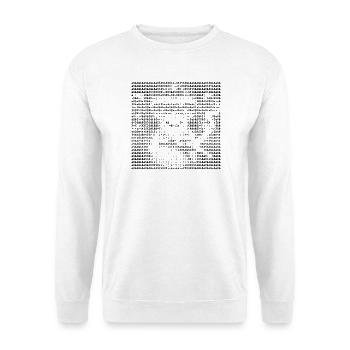 Smoking Chimp ASCII Kunstporträt - Unisex Pullover - Weiß - Vorne - Alina (178cm) & Michal (187cm)