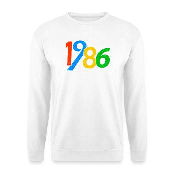 1986 40. Geburtstagsgeschenke für Männer Frauen 40 Jahre - Unisex Pullover - Weiß - Vorne - Alina (178cm) & Michal (187cm)