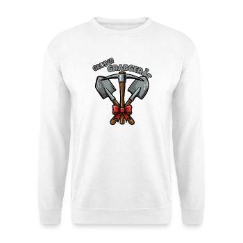 Das Gruben Grabgerät - Unisex Pullover - Weiß - Vorne - Alina (178cm) & Michal (187cm)