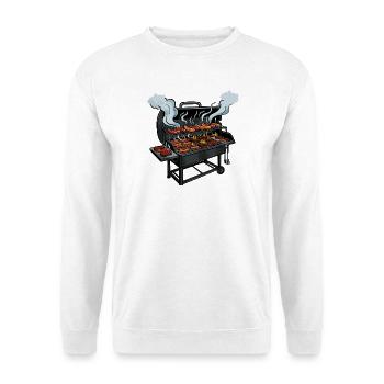 Grillabend Würstchen Parade - Unisex Pullover - Weiß - Vorne - Alina (178cm) & Michal (187cm)
