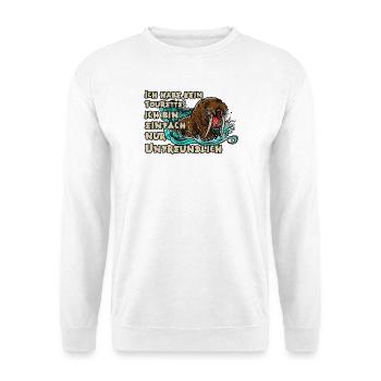 Tourette: Unfreundliches Walross - Unisex Pullover - Weiß - Vorne - Alina (178cm) & Michal (187cm)