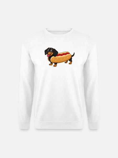 Dackel als Hotdog - Unisex Pullover - Weiß