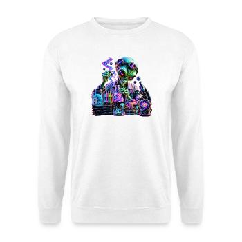 Kosmisches Alien – Außerirdische Chemie - Unisex Pullover - Weiß - Vorne - Alina (178cm) & Michal (187cm)