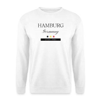 Hamburg Deutschland Souvenir Reise minimalistisch - Unisex Pullover - Weiß - Vorne - Alina (178cm) & Michal (187cm)