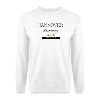 Hannover Deutschland Souvenir Reise minimalistisch - Unisex Pullover - Weiß - Vorne - Alina (178cm) & Michal (187cm)
