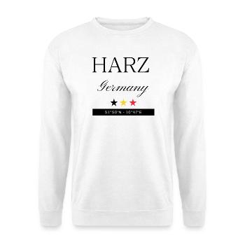 Harz Deutschland Souvenir – Reise minimalistisch - Unisex Pullover - Weiß - Vorne - Alina (178cm) & Michal (187cm)