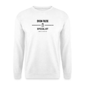 Barber - Skin Fade Specialist - Friseur - Unisex Pullover - Weiß - Vorne - Alina (178cm) & Michal (187cm)