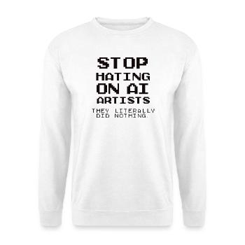 Stoppt KI-Künstler! Anti-KI-Kunst - Unisex Pullover - Weiß - Vorne - Alina (178cm) & Michal (187cm)