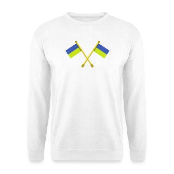 Ukrainische Flagge - Unisex Pullover - Weiß - Vorne - Alina (178cm) & Michal (187cm)
