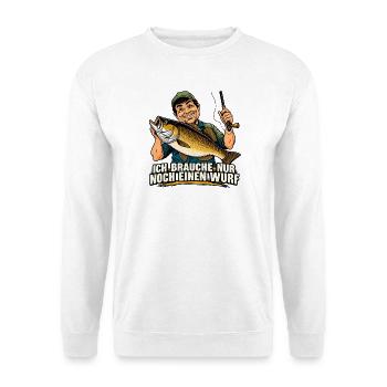 ICH BRAUCHE NUR NOCH EINEN WURF - Unisex Pullover - Weiß - Vorne - Alina (178cm) & Michal (187cm)