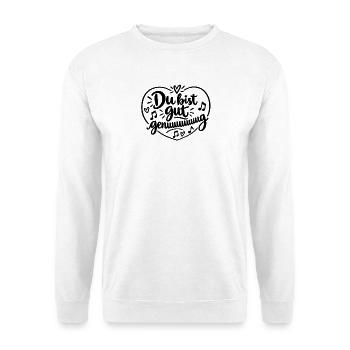 Dubistgutgenug_herz - Unisex Pullover - Weiß - Vorne - Alina (178cm) & Michal (187cm)