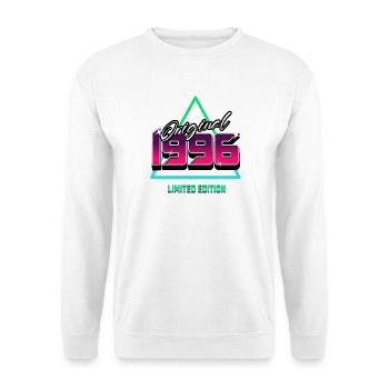 Original 1996 – 90er Jahre Retro Neon Kult Motiv - Unisex Pullover - Weiß - Vorne - Alina (178cm) & Michal (187cm)