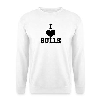 Stier Herz Spruch - Unisex Pullover - Weiß - Vorne - Alina (178cm) & Michal (187cm)