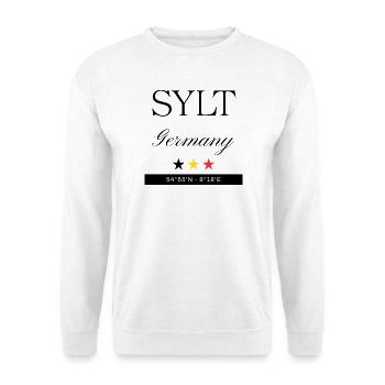 Sylt Deutschland Souvenir – Reise minimalistisch - Unisex Pullover - Weiß - Vorne - Alina (178cm) & Michal (187cm)