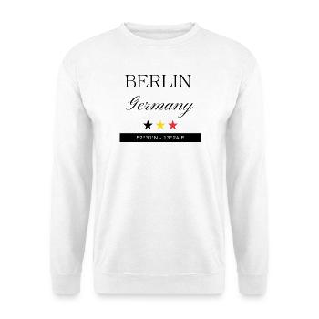 Berlin Deutschland Souvenir – Reise minimalistisch - Unisex Pullover - Weiß - Vorne - Alina (178cm) & Michal (187cm)