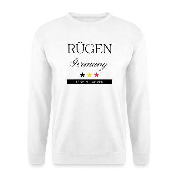 Rügen Deutschland Souvenir – Reise minimalistisch - Unisex Pullover - Weiß - Vorne - Alina (178cm) & Michal (187cm)