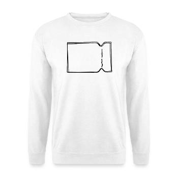 Ticket handgezeichnet - Unisex Pullover - Weiß - Vorne - Alina (178cm) & Michal (187cm)