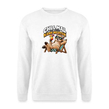 Chill_mal_das_Leben_kann_warten - Unisex Pullover - Weiß - Vorne - Alina (178cm) & Michal (187cm)