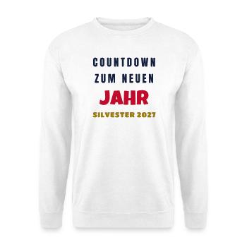 Countdown zum neuen Jahr Silvester 2027 Party - Unisex Pullover - Weiß - Vorne - Alina (178cm) & Michal (187cm)