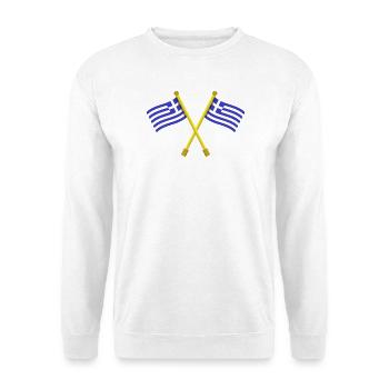 Griechische Flagge - Unisex Pullover - Weiß - Vorne - Alina (178cm) & Michal (187cm)