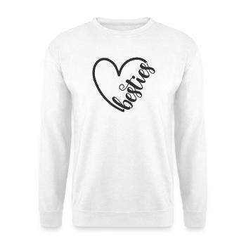 Besties - beste Freundinnen mit Herz - Unisex Pullover - Weiß - Vorne - Alina (178cm) & Michal (187cm)