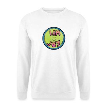 ICH BIN FREUDE - Unisex Pullover - Weiß - Vorne - Alina (178cm) & Michal (187cm)