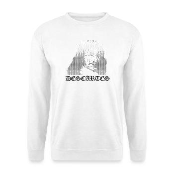 René Descartes ASCII Kunstporträt - Unisex Pullover - Weiß - Vorne - Alina (178cm) & Michal (187cm)