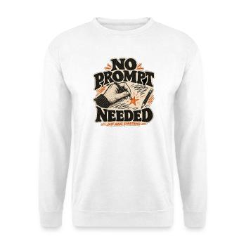 No Prompt Needed – Kreativität ohne KI - Unisex Pullover - Weiß - Vorne - Alina (178cm) & Michal (187cm)