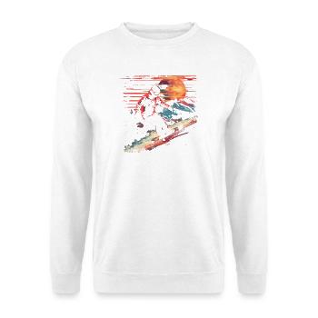 Snowboarder Vaporwave - Unisex Pullover - Weiß - Vorne - Alina (178cm) & Michal (187cm)