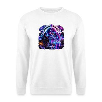 Kosmischer Anglerfisch – Tiefsee aus dem All - Unisex Pullover - Weiß - Vorne - Alina (178cm) & Michal (187cm)