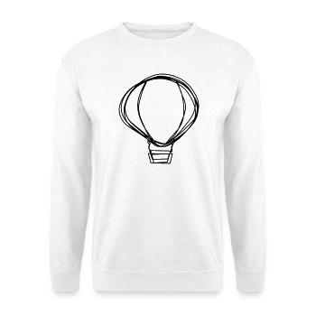 Heißluftballon handgezeichnet - Unisex Pullover - Weiß - Vorne - Alina (178cm) & Michal (187cm)