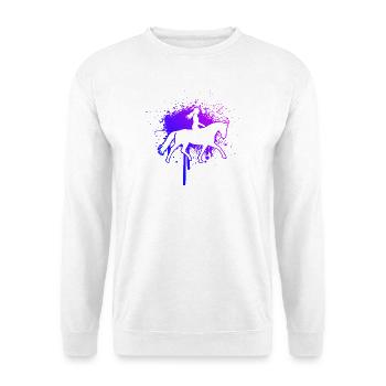 Horse Riding Geschenkidee für eine Dressurreiterin - Unisex Pullover - Weiß - Vorne - Alina (178cm) & Michal (187cm)