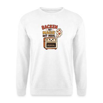 Backen ist Magie mit Mehl Kuchen Bäcker Design - Unisex Pullover - Weiß - Vorne - Alina (178cm) & Michal (187cm)