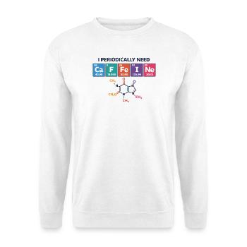  Funny Coffee Periodic-System-CaFFeINe Coffee - Unisex Pullover - Weiß - Vorne - Alina (178cm) & Michal (187cm)