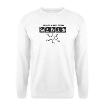  Lustiger Kaffee Periodensystem "CaFFeINe" Kaffee - Unisex Pullover - Weiß - Vorne - Alina (178cm) & Michal (187cm)